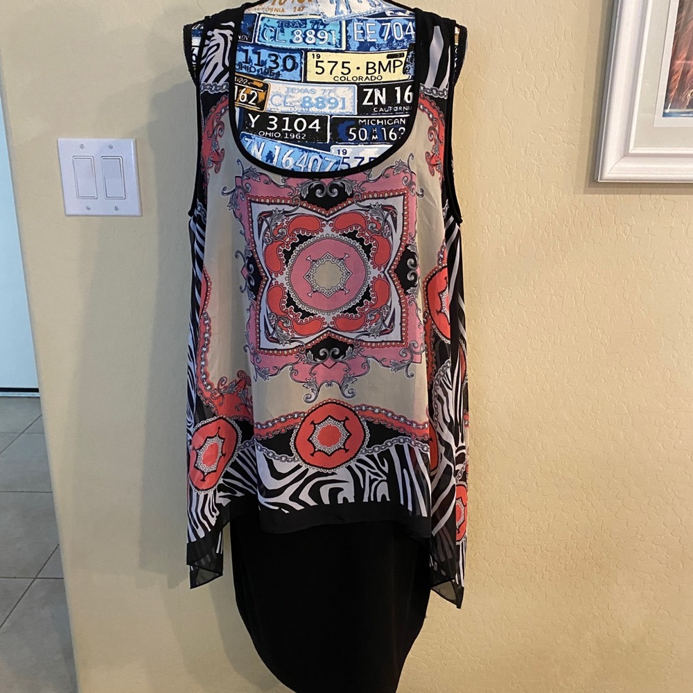 S. L. Fashions Dress, pink/black paisley design, very comfortable. SZ 20W